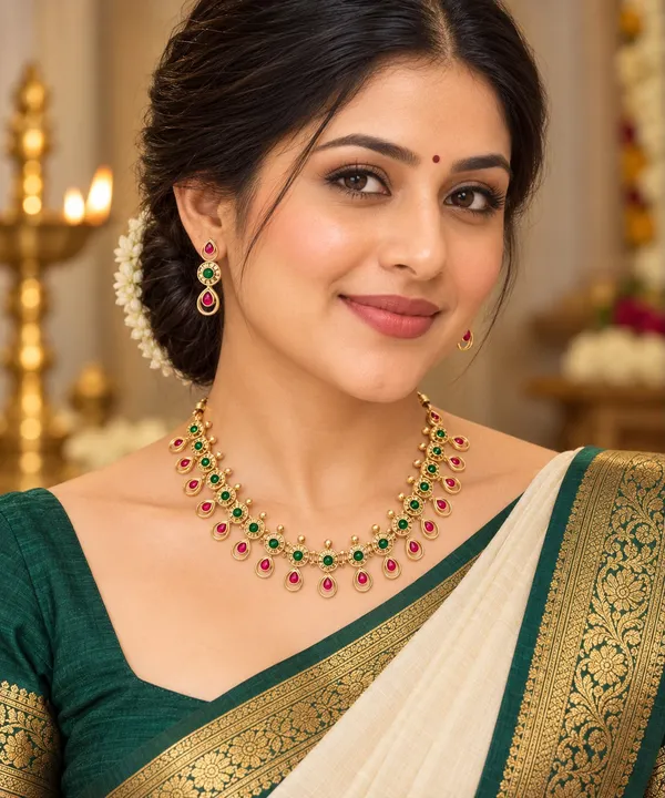 Viva_Jewels_Dual-Tone_Red_Green_Wheel_Gold_Choker_Set_–_Antique_Gold_Plated_Kemp_Short_Necklace_with_Matching_Drop_Earrings