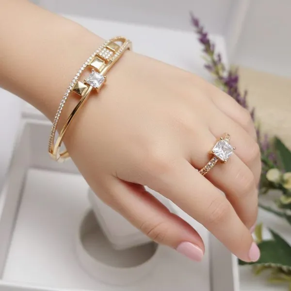 Viva_Jewels_Elegant_Gold-Plated_Minimalist_Geometric_Kada_Bracelet_&_Ring_Combo_Set_–_Sparkling_Princess-Cut_American_Diamond_Twist_Bangle_and_Matching_Solitaire_Ring_for_Contemporary,_Office_&_Party_Wear