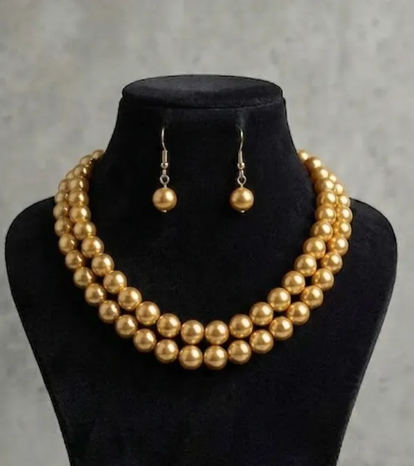 Viva_Jewels_Elegant_Golden_Beaded_Jewellery_Set_–_Classic_Double-Layer_Bead_String_Short_Necklace_with_Matching_Drop_Earrings