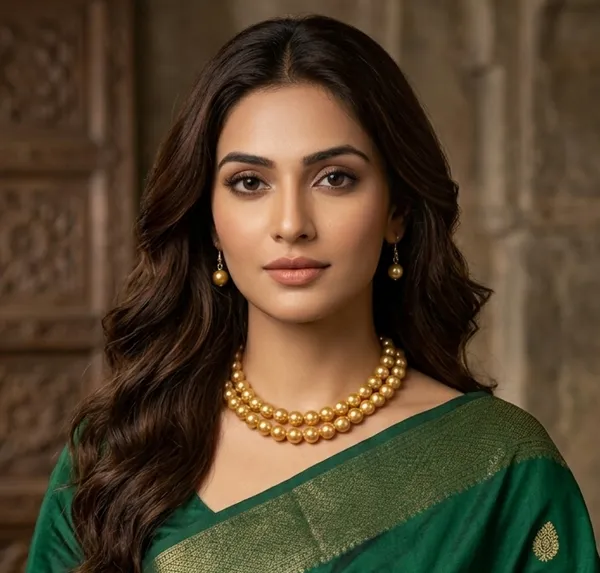 Viva_Jewels_Elegant_Golden_Beaded_Jewellery_Set_–_Classic_Double-Layer_Bead_String_Short_Necklace_with_Matching_Drop_Earrings