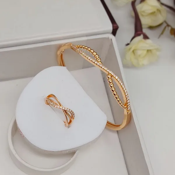 Viva_Jewels_Elegant_Rose_Gold-Plated_Minimalist_Infinity_Kada_Bracelet_&_Ring_Combo_Set_–_Sparkling_American_Diamond_Twist_Bangle_and_Matching_Ring_for_Contemporary,_Office_&_Party_Wear