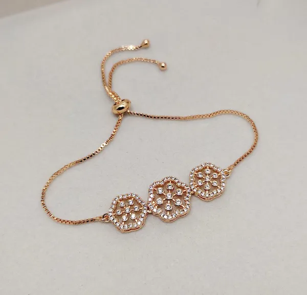 Viva_Jewels_Elegant_Rose_Gold-Plated_Tri-Flower_Snowflake_Bolo_Bracelet_–_Sparkling_American_Diamond_Adjustable_Pull-String_Bracelet_for_Party,_Office_&_Everyday_Glamour