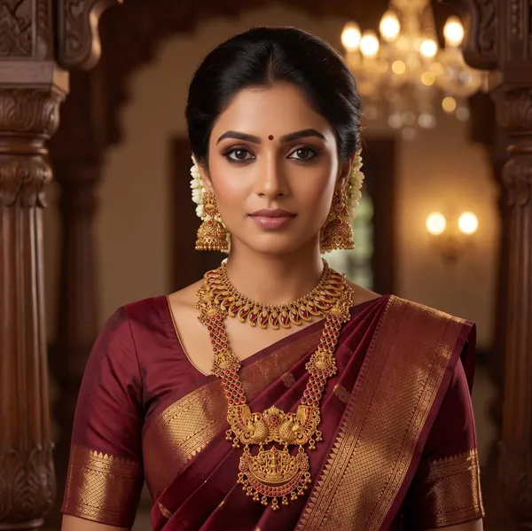 Viva_Jewels_Heritage_Goddess_Lakshmi_&_Peacock_Temple_Jewellery_Set_–_Antique_Matte_Gold_Short_Mango_Necklace_&_Long_Ruby_Haram_Combo_with_Earrings