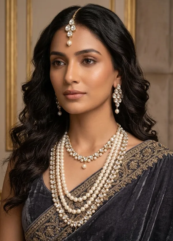 Viva_Jewels_Imperial_Pearl_&_Kundan_Bridal_Set_–_18K_Gold-Plated_Layered_Rani_Haar_with_Choker,_Tiered_Maang_Tikka,_and_Matching_Drop_Earrings