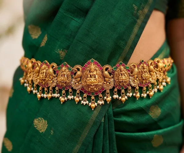Viva_Jewels_Imperial_Temple_Vaddanam_–_Gold-Plated_Traditional_Waist_Belt_with_Goddess_Lakshmi_&_Peacock_Motifs,_Kemp-Style_Stones,_and_Pearl_Fringe