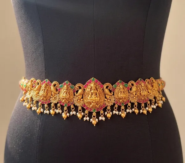 Viva_Jewels_Imperial_Temple_Vaddanam_–_Gold-Plated_Traditional_Waist_Belt_with_Goddess_Lakshmi_&_Peacock_Motifs,_Kemp-Style_Stones,_and_Pearl_Fringe