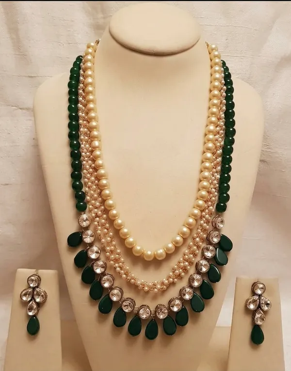 Viva_Jewels_Luxury_Royal_Multi-Strand_Emerald_Green_&_Pearl_Haar_Set_–_Gold-Plated_Kundan_Bib_Collar_Long_Layered_Festive_Necklace_with_Matching_Drop_Earrings_for_Weddings