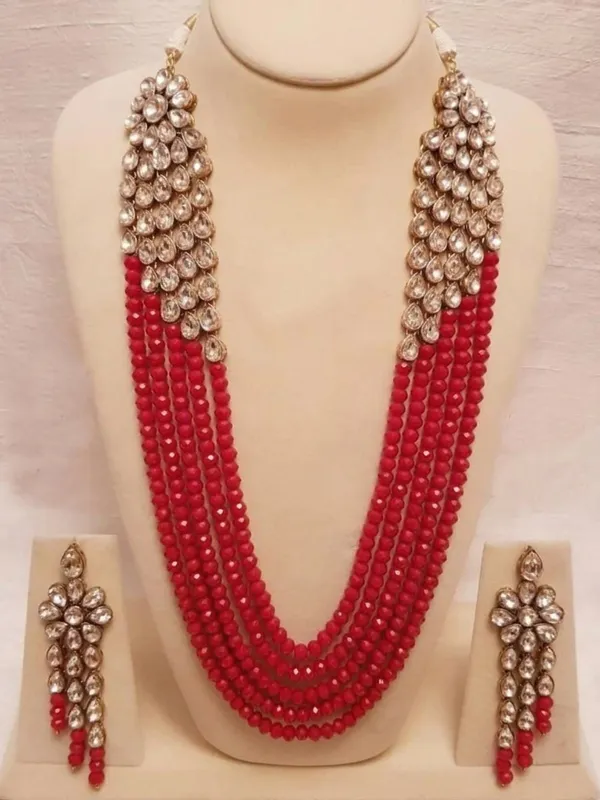 Viva_Jewels_Luxury_Royal_Multi-Strand_Red_Beaded_Haar_Set_–_Gold-Plated_Kundan_Side_Panels_Long_Layered_Festive_Necklace_with_Matching_Drop_Earrings_for_Weddings