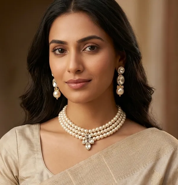 Viva_Jewels_Luxury_Three-Strand_Faux_Pearl_Choker_Set_–_Gold-Plated_Marquise_Crystal_Cluster_Statement_Necklace_&_Coordinating_Pearl_Drop_Earrings_Combo
