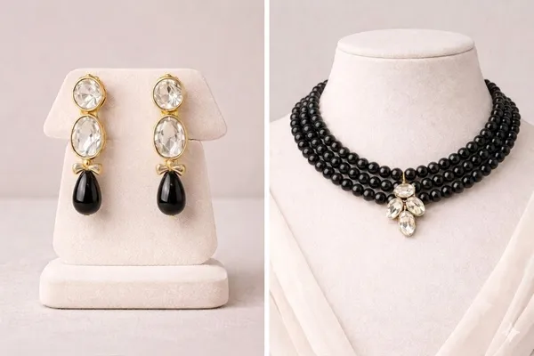 Viva_Jewels_Luxury_Three-Strand_Jet_Black_Pearl_Choker_Set_–_Gold-Plated_Marquise_Crystal_Cluster_Statement_Necklace_&_Coordinating_Drop_Earrings_Combo