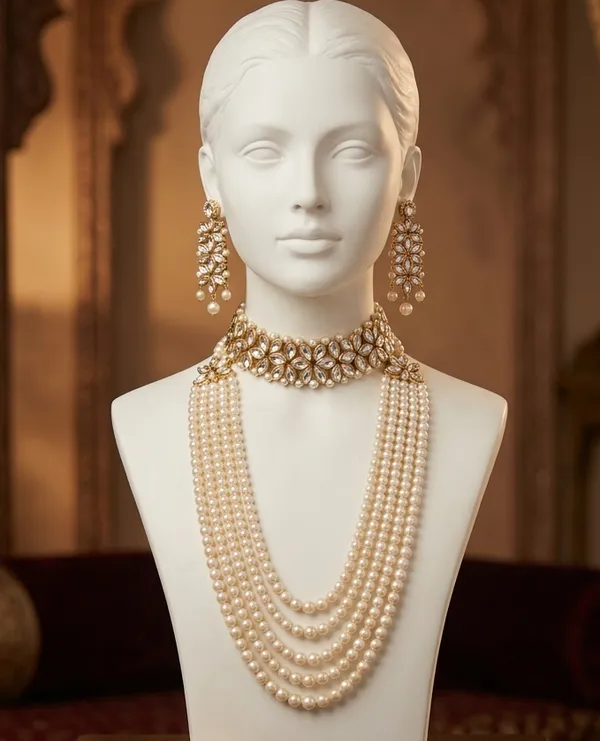 Viva_Jewels_Majestic_Pearl_&_Kundan_Rani_Haar_–_Gold-Plated_Long_Multi-Strand_Necklace_with_Floral_Kundan_Centerpiece_and_Matching_Drop_Earrings