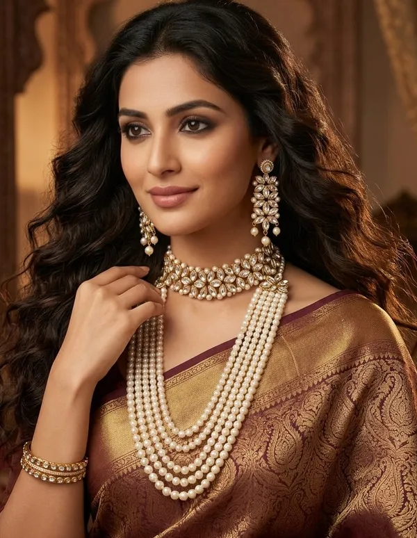Viva_Jewels_Majestic_Pearl_&_Kundan_Rani_Haar_–_Gold-Plated_Long_Multi-Strand_Necklace_with_Floral_Kundan_Centerpiece_and_Matching_Drop_Earrings