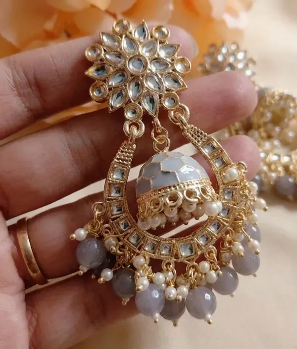 Viva_Jewels_Majestic_Slate_Chandbalis_–_Designer_Gold-Plated_Kundan_Earrings_with_Central_Jhumka_Drop_and_Misty_Grey_Bead_Fringe
