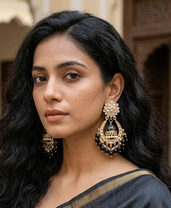 Viva_Jewels_Midnight_Noir_Kundan_Jhumka_Earrings_–_Gold-Plated_Chandbali_Drops_with_Meenakari_-Black_Clusters