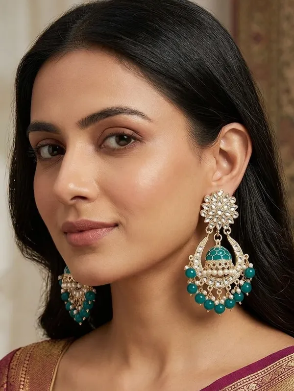 Viva_Jewels_Oceanic_Teal_Chandbalis_–_Gold-Plated_Kundan_Earrings_with_Inner_Meenakari_Jhumka_and_Lustrous_Teal_Bead_Fringe