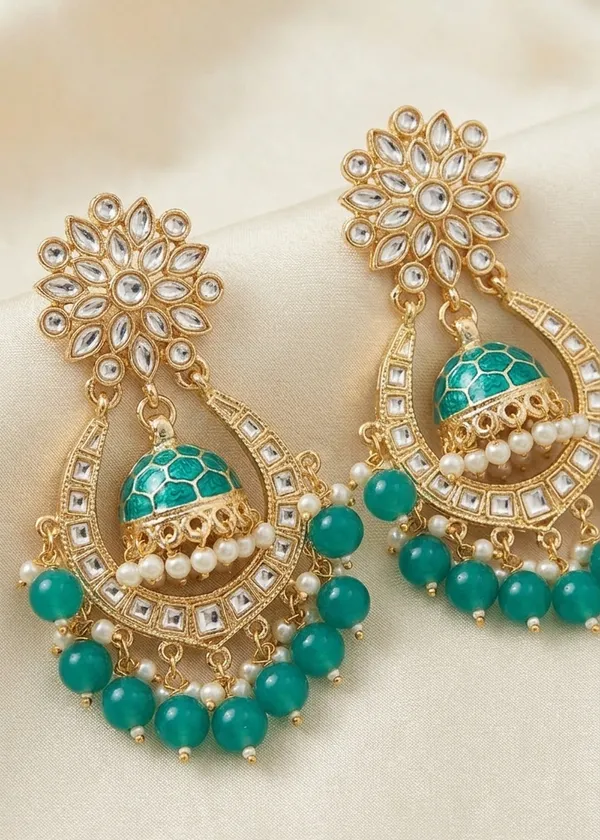 Viva_Jewels_Oceanic_Teal_Chandbalis_–_Gold-Plated_Kundan_Earrings_with_Inner_Meenakari_Jhumka_and_Lustrous_Teal_Bead_Fringe
