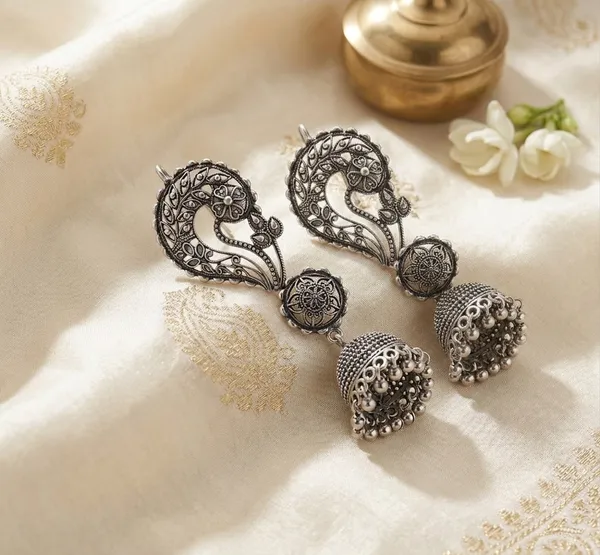 Viva_Jewels_Oxidized_Silver_Peacock_Ear_Cuff_Jhumkas_–_Ethnic_Filigree_Full_Ear_Wrap_Jhumka_Earrings