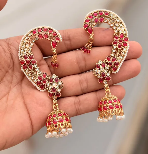 Viva_Jewels_Regal_Crimson_Bloom_Ear-Cuff_–_Gold-Plated_Full-Ear_Crawler_with_Radiant_Ruby-Red_Floral_Motifs,_Polki_Accents,_and_Pearl-Fringed_Jhumka