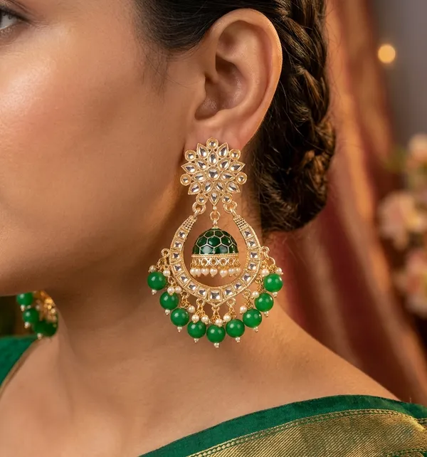 Viva_Jewels_Regal_Emerald_Chandbalis_–_Gold-Plated_Kundan_Earrings_with_Inner_Meenakari_Jhumka_and_Vibrant_Green_Bead_Fringe