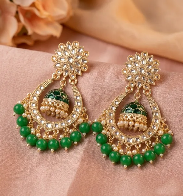 Viva_Jewels_Regal_Emerald_Chandbalis_–_Gold-Plated_Kundan_Earrings_with_Inner_Meenakari_Jhumka_and_Vibrant_Green_Bead_Fringe