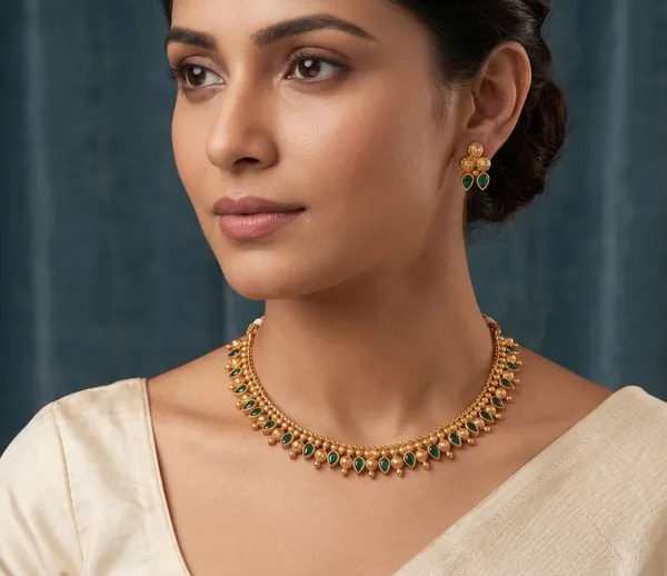 Viva_Jewels_Regal_Emerald_Teardrop_Necklace_Set_–_22K_Gold-Plated_Traditional_Necklace_with_Vibrant_Green_Stones_and_Matching_Stud_Earrings
