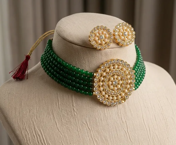 Viva_Jewels_Regal_Green_Pearl_Choker_Set_–_Premium_Gold-Plated_Kundan_Mandala_Necklace_with_Five-Strand_Beadwork_&_Matching_Studs