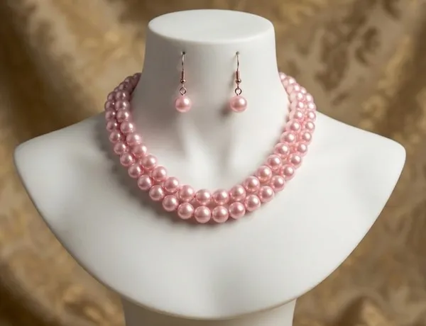 Viva_Jewels_Regal_Light_Pink_Beaded_Necklace_Set_–_Elegant_Double-Strand_Pastel_Pink_Pearl_Necklace_with_Matching_Drop_Earrings