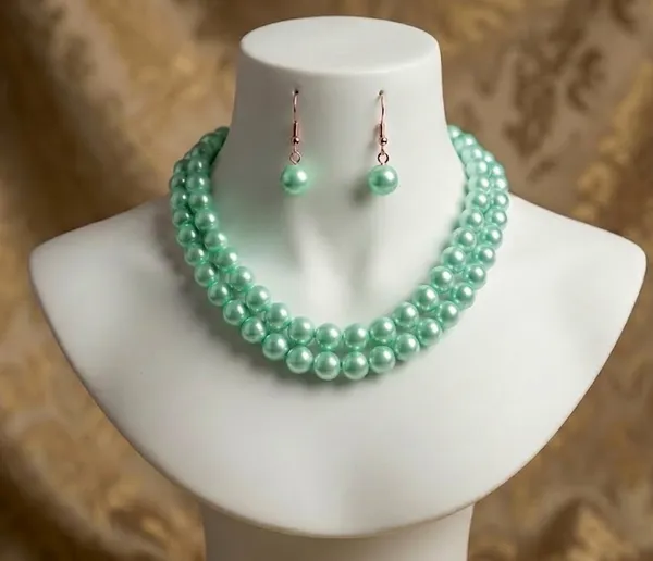 Viva_Jewels_Regal_Mint_Green_Beaded_Necklace_Set_–_Elegant_Double-Strand_Seafoam_Pearl_Necklace_with_Matching_Drop_Earrings