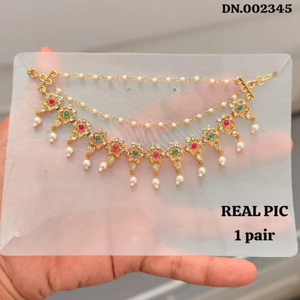Viva_Jewels_Regal_Peacock_Temple_Antique_Gold_Hair_Extension_Set_–_Multi-Layered_Pearl_Side_Chains_with_Cascading_Braid_Tassels_(Kesh_Alankar)