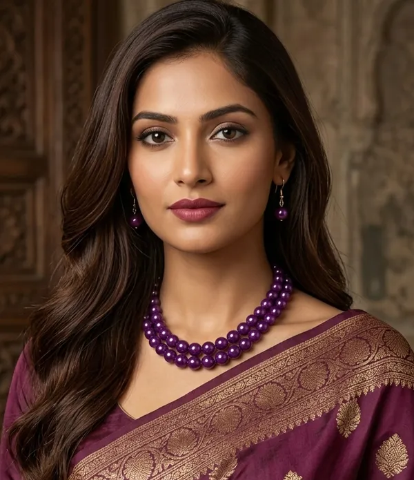 Viva_Jewels_Regal_Purple_Beaded_Necklace_Set_–_Elegant_Double-Strand_Wine_Pearl_Necklace_with_Matching_Drop_Earrings
