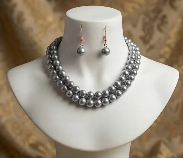 Viva_Jewels_Regal_Silver_Grey_Beaded_Necklace_Set_–_Elegant_Double-Strand_Metallic_Grey_Pearl_Necklace_with_Matching_Drop_Earrings