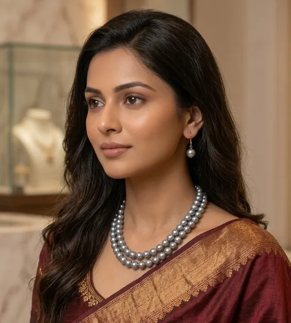Viva_Jewels_Regal_Silver_Grey_Beaded_Necklace_Set_–_Elegant_Double-Strand_Metallic_Grey_Pearl_Necklace_with_Matching_Drop_Earrings