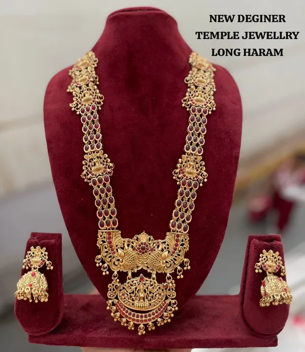 Viva_Jewels_Regal_Temple_Heritage_Long_Haram_–_Gold-Plated_Long_Necklace_with_Grand_Lakshmi_&_Peacock_Pendant,_Ruby-Red_Stone_Accents,_and_Matching_Statement_Jhumkas