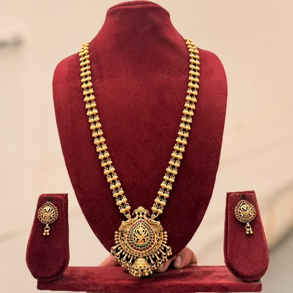 Viva_Jewels_Regal_Temple_Long_Haram_–_Antique_Gold-Plated_Long_Necklace_with_Grand_Floral_Medallion_Pendant,_Kemp_Stone_Accents,_and_Matching_Statement_Studs