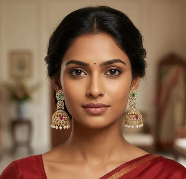 Viva_Jewels_Royal_Antique_Gold-Plated_CZ_Temple_Jhumka_Earrings_–_Long_Heritage_Elongated_Stud_with_Ruby-Green_Kemp_Highlights