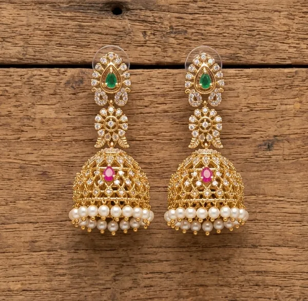 Viva_Jewels_Royal_Antique_Gold-Plated_CZ_Temple_Jhumka_Earrings_–_Long_Heritage_Elongated_Stud_with_Ruby-Green_Kemp_Highlights