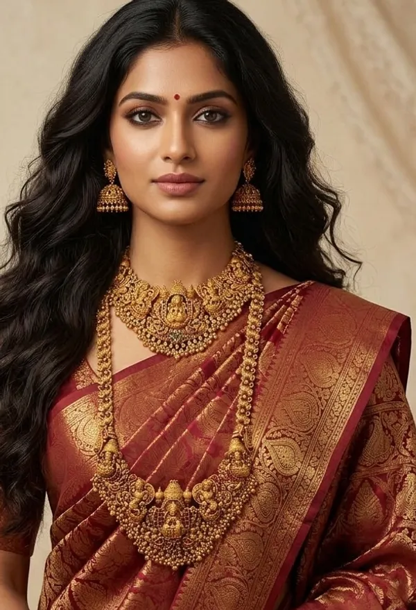 Viva_Jewels_Royal_Antique_Gold-Plated_Goddess_Lakshmi_Temple_Combo_Set_–_Exquisite_Nakshi_Work_Choker,_Long_Haram_Necklace_&_Matching_Jhumkas_Bridal_Jewelry_Set