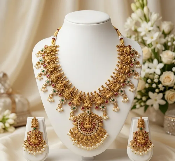 Viva_Jewels_Royal_Antique_Gold-Plated_Goddess_Lakshmi_Temple_Necklace_Set_–_Premium_Nakshi_Work_Multi-Idol_Haram_with_Classic_Kemp_Stones_and_Pearl-Fringed_Jhumka_Earrings