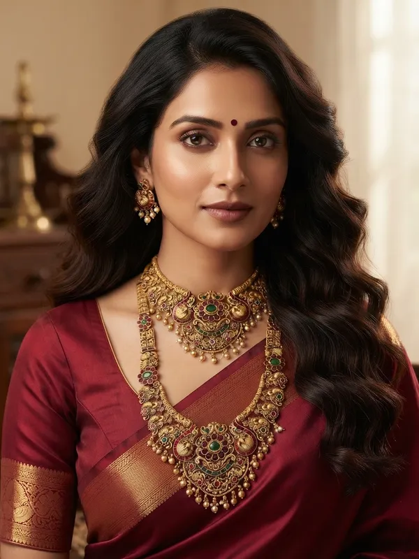 Viva_Jewels_Royal_Antique_Gold_Temple_Combo_Set_–_Crescent_Kemp_&_Peacock_Medium_Necklace_&_Long_Haram_with_Jhumkas