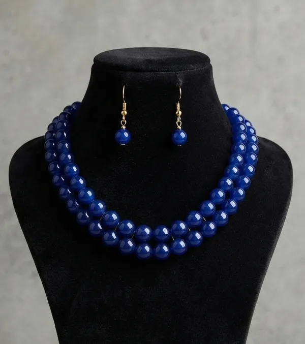Viva_Jewels_Royal_Blue_Beaded_Jewellery_Set_–_Elegant_Double-Layer_Bead_String_Short_Necklace_with_Matching_Drop_Earrings