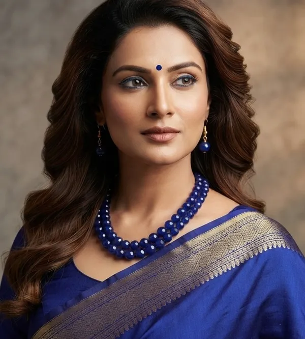 Viva_Jewels_Royal_Blue_Beaded_Jewellery_Set_–_Elegant_Double-Layer_Bead_String_Short_Necklace_with_Matching_Drop_Earrings