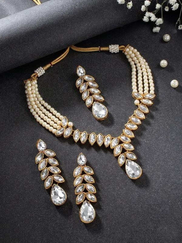 Viva_Jewels_Royal_Clear_Kundan_&_Pearl_Necklace_Set_–_Gold-Plated_4-Strand_Pearl_Necklace_with_Cascading_Kundan_Fringe_and_Matching_Maang_Tikka_&_Drop_Earrings