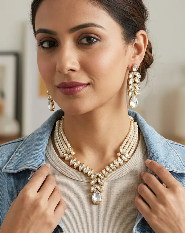 Viva_Jewels_Royal_Clear_Kundan_&_Pearl_Necklace_Set_–_Gold-Plated_4-Strand_Pearl_Necklace_with_Cascading_Kundan_Fringe_and_Matching_Maang_Tikka_&_Drop_Earrings