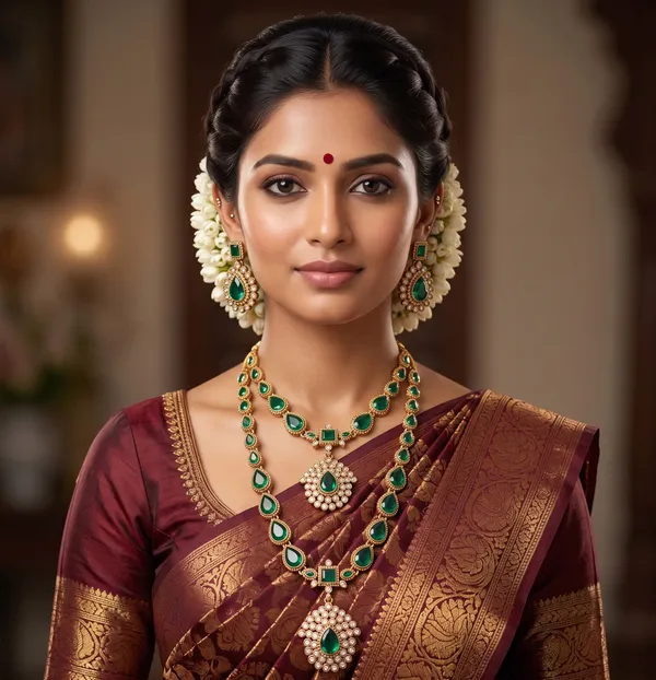 Viva_Jewels_Royal_Green_Kundan_Bridal_Combo_Set_–_Multi-Layered_Green_Teardrop_Necklace,_Long_Haram_&_Matching_Earrings