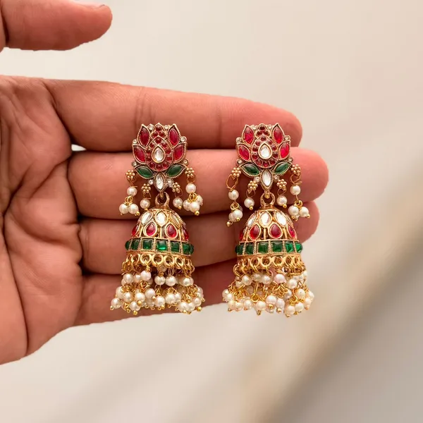 Viva_Jewels_Royal_Jhumkas_–_Gold-Plated_Traditional_Earrings_with_Ruby_&_Emerald_Stones_and_Cluster_Pearl_Drops