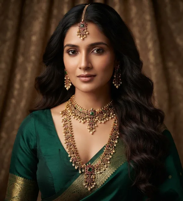 Viva_Jewels_Royal_Kemp_Stone_Bridal_Set_–_Antique_Gold_Short_Choker,_Long_Haram,_Earrings_&_Maang_Tikka_4-Piece_Combo