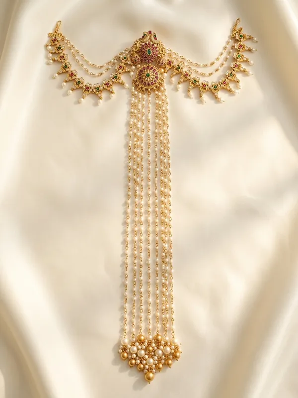 Viva_Jewels_Royal_Peacock_Temple_Antique_Gold_Full_Hair_Extension_Set_–_Multi-Layered_Side_Chains_with_Cascading_Pearl_Braid_Tassels