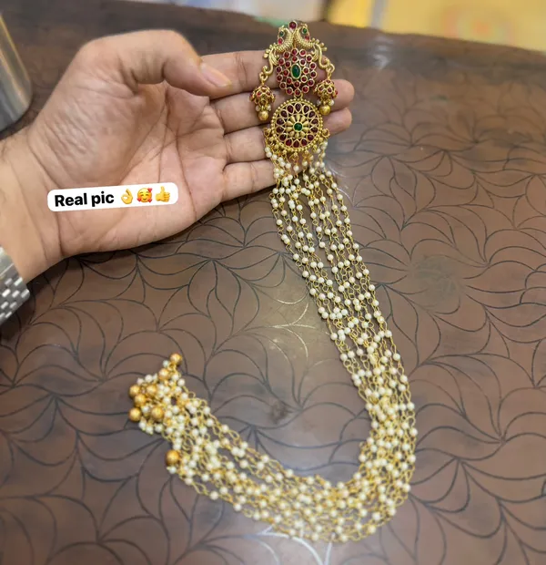 Viva_Jewels_Royal_Peacock_Temple_Antique_Gold_Full_Hair_Extension_Set_–_Multi-Layered_Side_Chains_with_Cascading_Pearl_Braid_Tassels