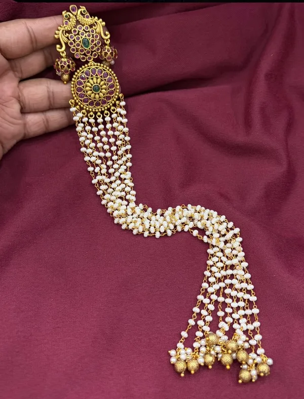 Viva_Jewels_Royal_Peacock_Temple_Antique_Gold_Full_Hair_Extension_Set_–_Multi-Layered_Side_Chains_with_Cascading_Pearl_Braid_Tassels
