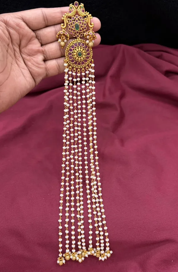 Viva_Jewels_Royal_Peacock_Temple_Antique_Gold_Full_Hair_Extension_Set_–_Multi-Layered_Side_Chains_with_Cascading_Pearl_Braid_Tassels